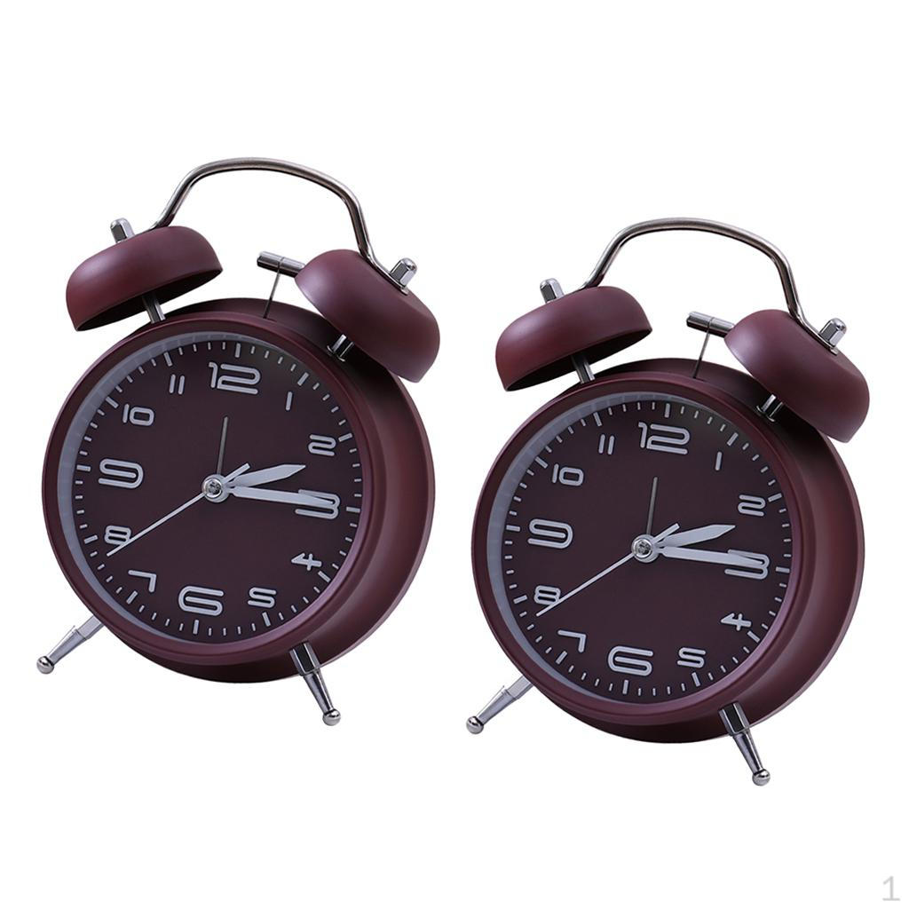 

2pcs Double Bell Mechanical Clock Dustproof-Wine