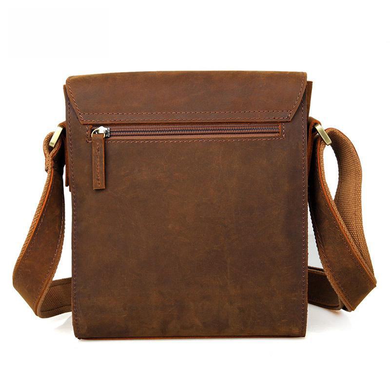 Vintage Genuine Leather Large Capacity Men's Messenger Bag - Crazy Horse Cowhide Shoulder Bag
