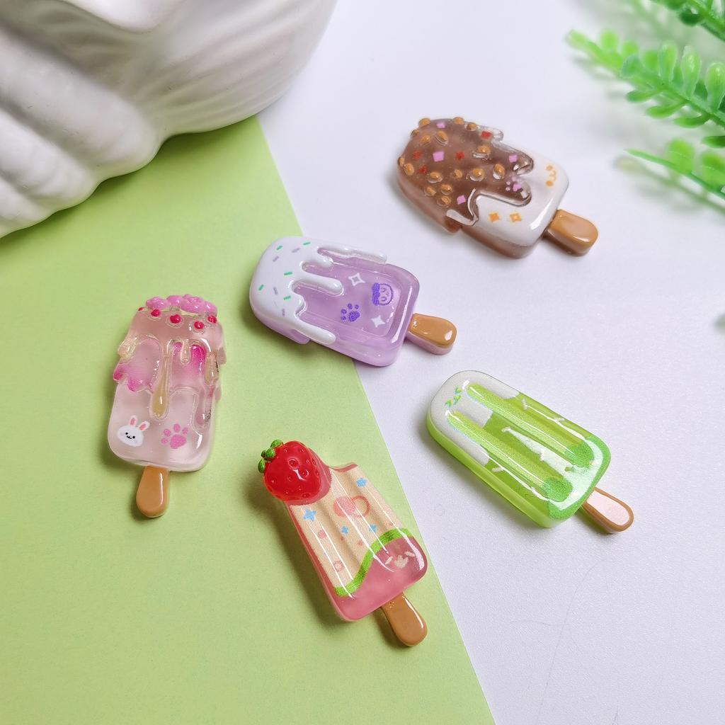 100Pcs 3D Resin Ice Lolly Flatback Resin Charms Assorted No Hole Beads for Scrapbooking DIY Phone Case Jewelry Making Supplies
