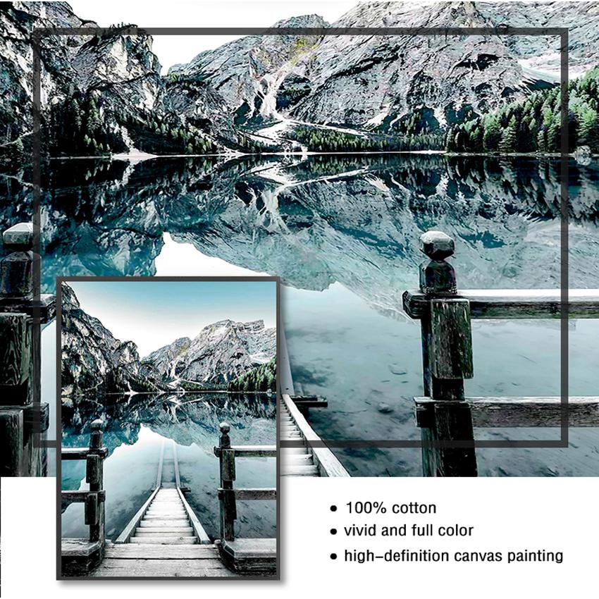 İskandinav Tarzı Duvar Sanatı Tuval Baskı Boyama Oturma Odası Dekorasyon Resim İskandinav Dolomites Göl Doğa Manzara