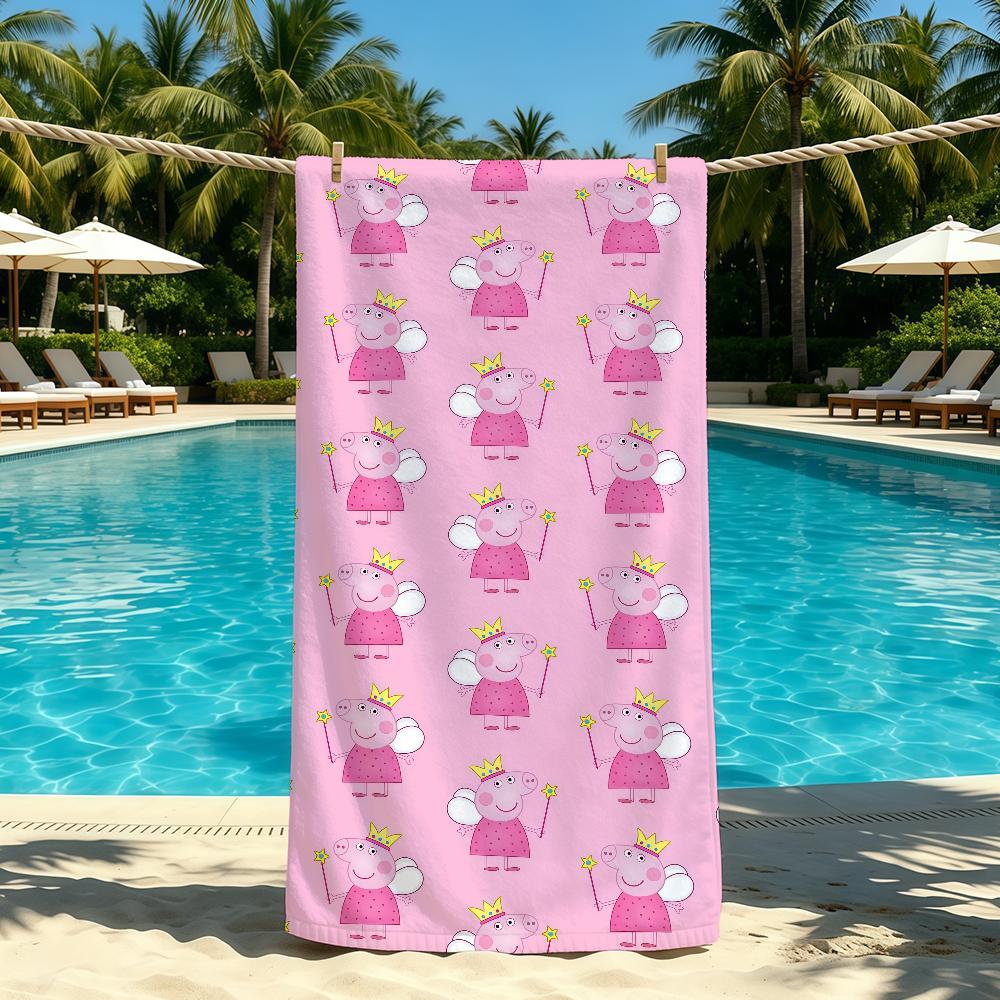P-Peppa P-Pig Cartoon Towel For Outdoor Camping Beach Towel Super Absorbent Quick-Drying Summer Towel