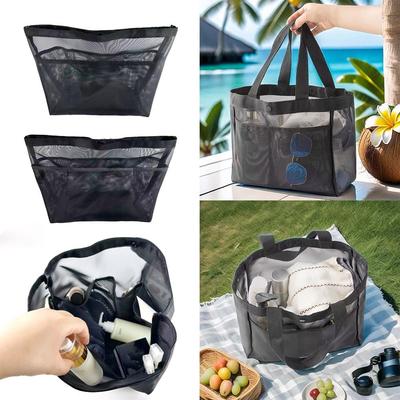 Large Capacity Mesh Inner Bag Breathable Mesh Transparent Shoulder Bag Organizer Multifunctional Waterproof