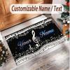 Music Piano Theme Soft Crystal Velvet Rug Custom Name & Text Print Non Slip Floor Rug for Bedroom Living Room