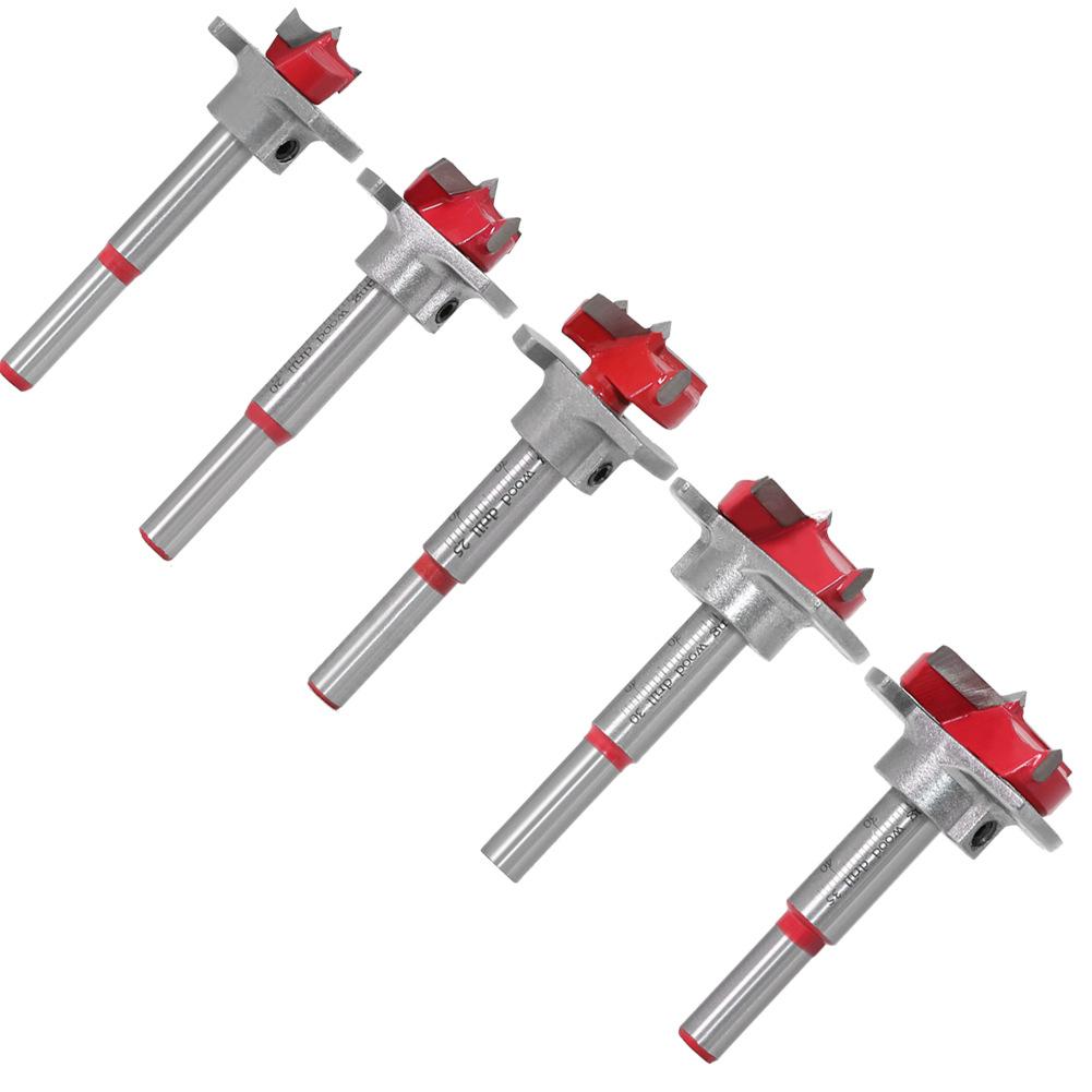 Positioning Woodworking Hole Opener Set, Carbide Flat Wing Drill Adjustable Hinge Hinge Hole Reamer 15-35mm