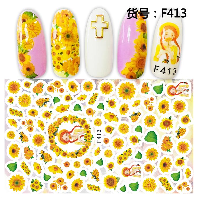 Self Adhesive Flower Unicorn Pattern Nail Art Decorations Stickers And Decals Acrylic Manicure Nails Supplies Tool HQ