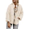2025 Women's Solid Color Stand Collar Cotton Coat Oversized Long Sleeve Pockets Jacket for Autumn Winter
