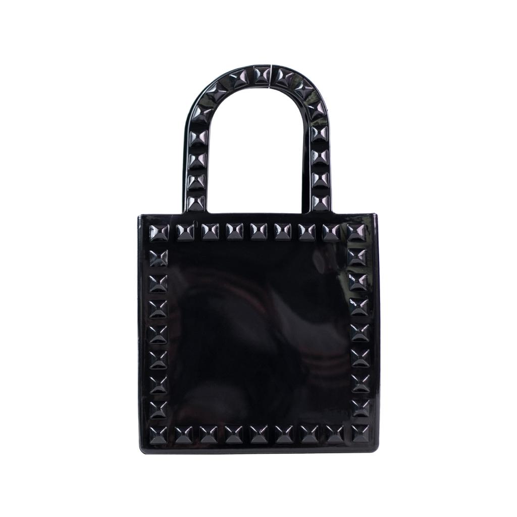 Neue Mode Jelly Bags PVC Damen Einfarbig Nieten Abendtasche Langlebig Schmutz Leicht zu Waschen Vielseitige Handtaschen Kleine Quadratische Taschen