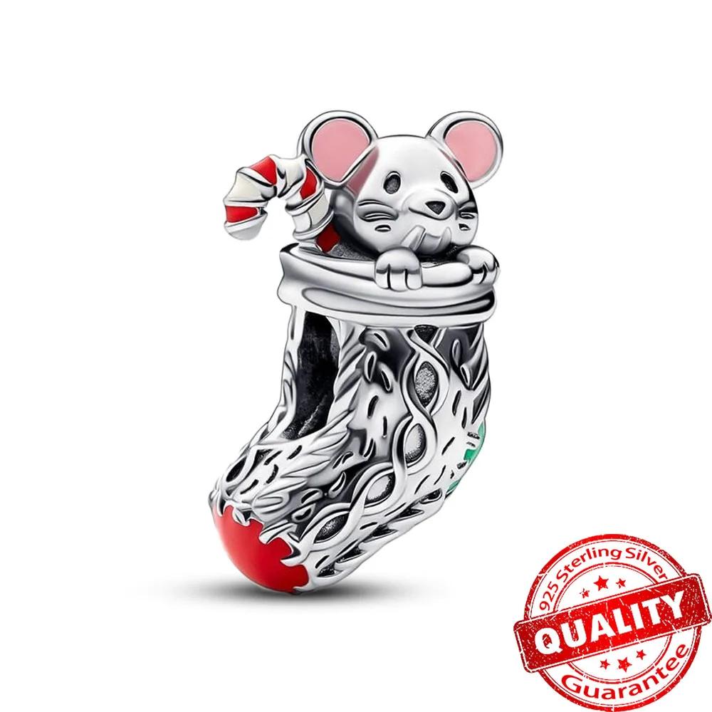 Authentic Copper Gingerbread Man & Candy Cane Christmas Dangle Charm Fit Original Bracelet Santa Claus Xmas Gift