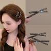 Black Rhinestone Cross Style Hair Clip for Women - Elegant Flyaway, Bangs & Side Double Clip Hairpin