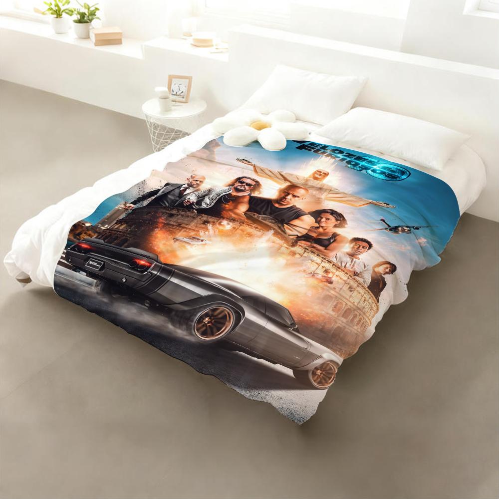 Movie The Fast And The Furious Throw Flannel Throw Blanket: Soft Kid-Friendly Warm Anti-Static All Season Washable Couch 75x90cm
