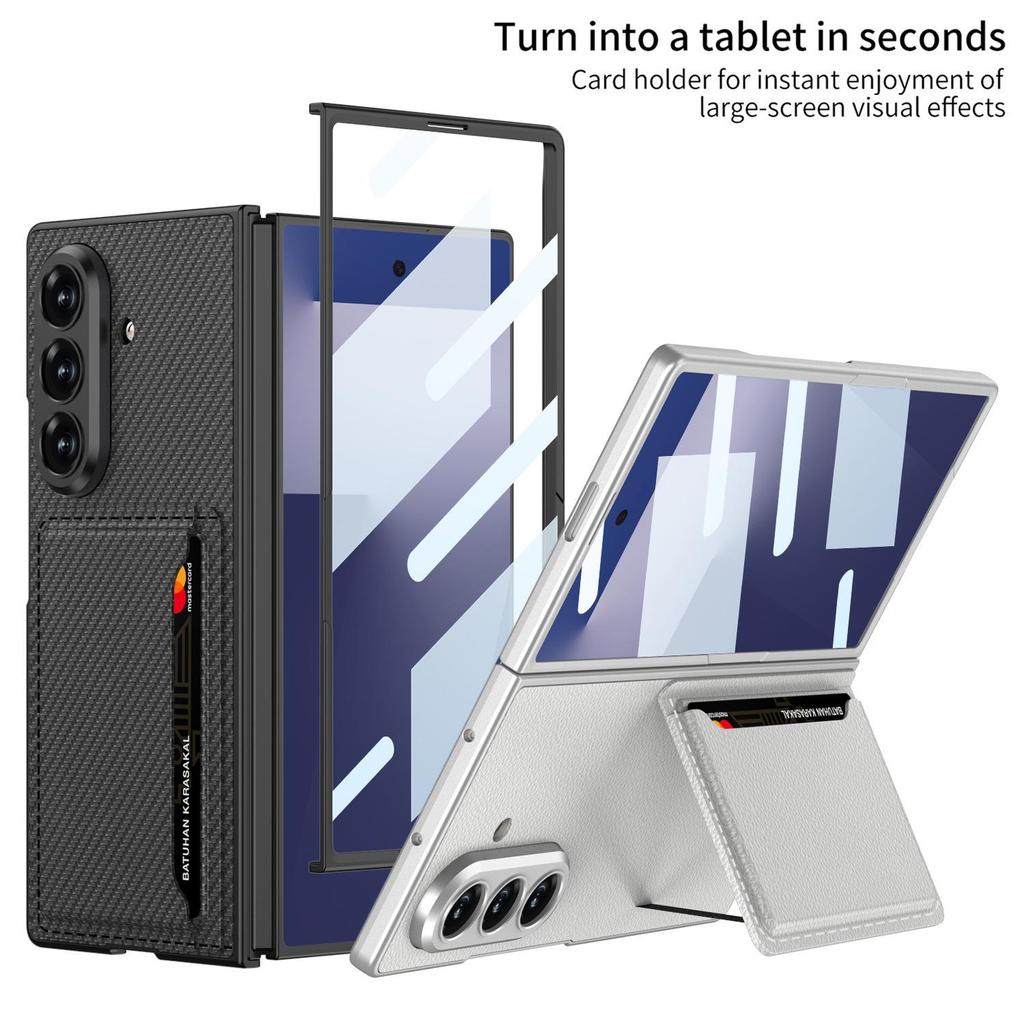 Samsung Z Fold7 Ultra-Thin Leather Phone Case with Card Holder & Stand