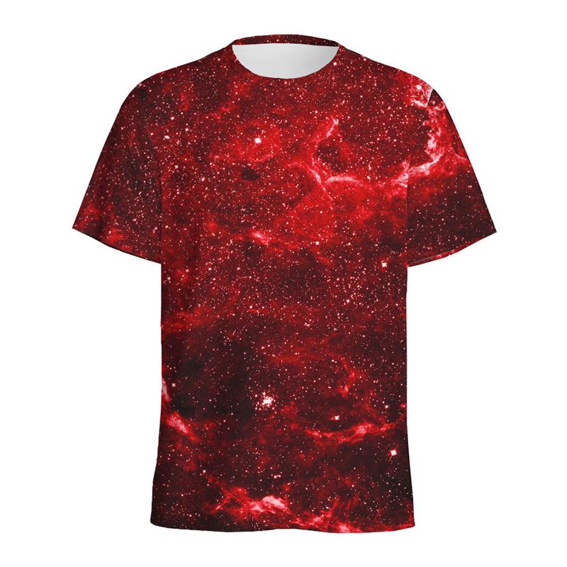 Χρωματιστό Μπλουζάκι με Μοτίβο Γαλαξία και Διαστήματος Ανδρικό Καλοκαιρινό με Στρογγυλή Λαιμόκοψη, Κοντό Μανίκι, 3D Εκτύπωση με Έναστρο Ουρανό, Τοπ, Street Φαρδύ T-Shirt