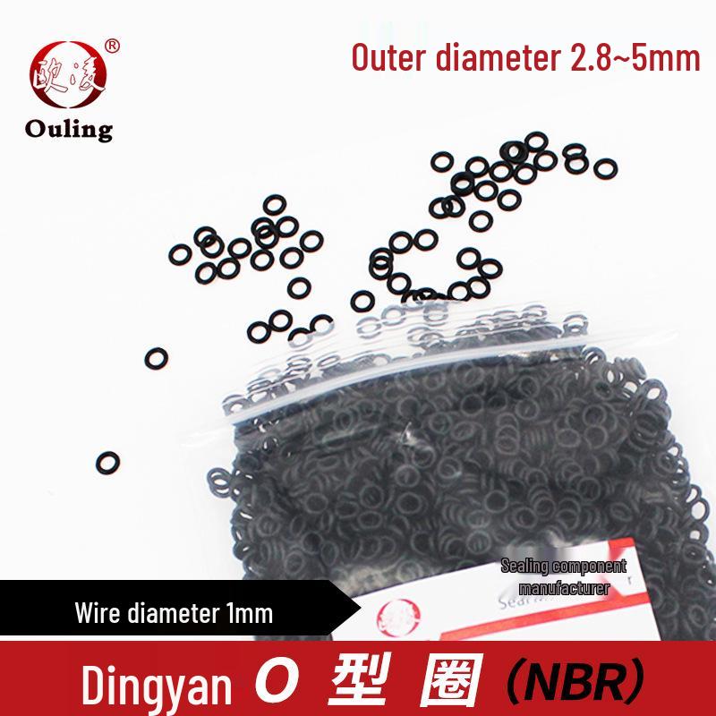 Oil-Resistant Nitrile Rubber O-Ring, OD 2.8-5mm, 1mm Cross-Section Diameter Outer diameter 4*1mm (50 pcs) Black Nitrile O-ring