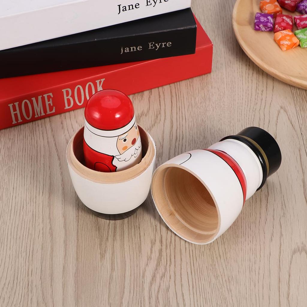 LIOOBO Matryoshka Russian Dolls, Handmade Traditional Wooden Toys, Decorative Accessories, Christmas, Birthday Gifts, 5-Piece Set (Snowman)