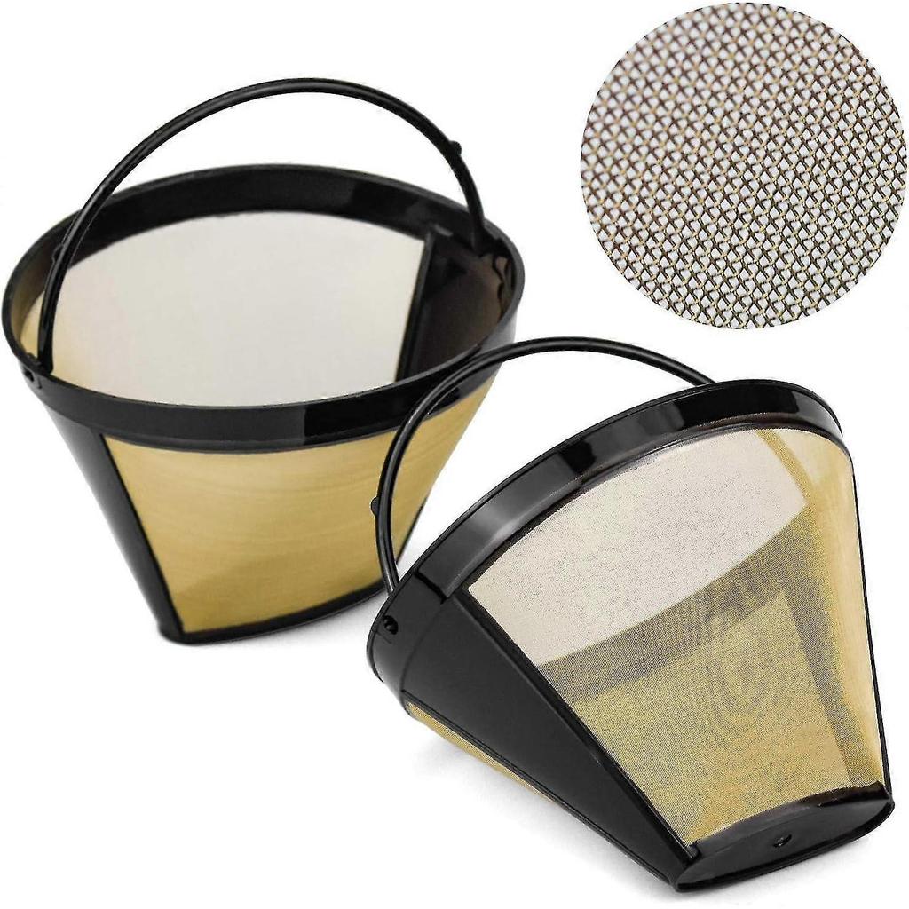 2PCS Reusable Coffee Filters Cone Style Size 4 Washable Household Coffee Mesh Basket Cup - DD0