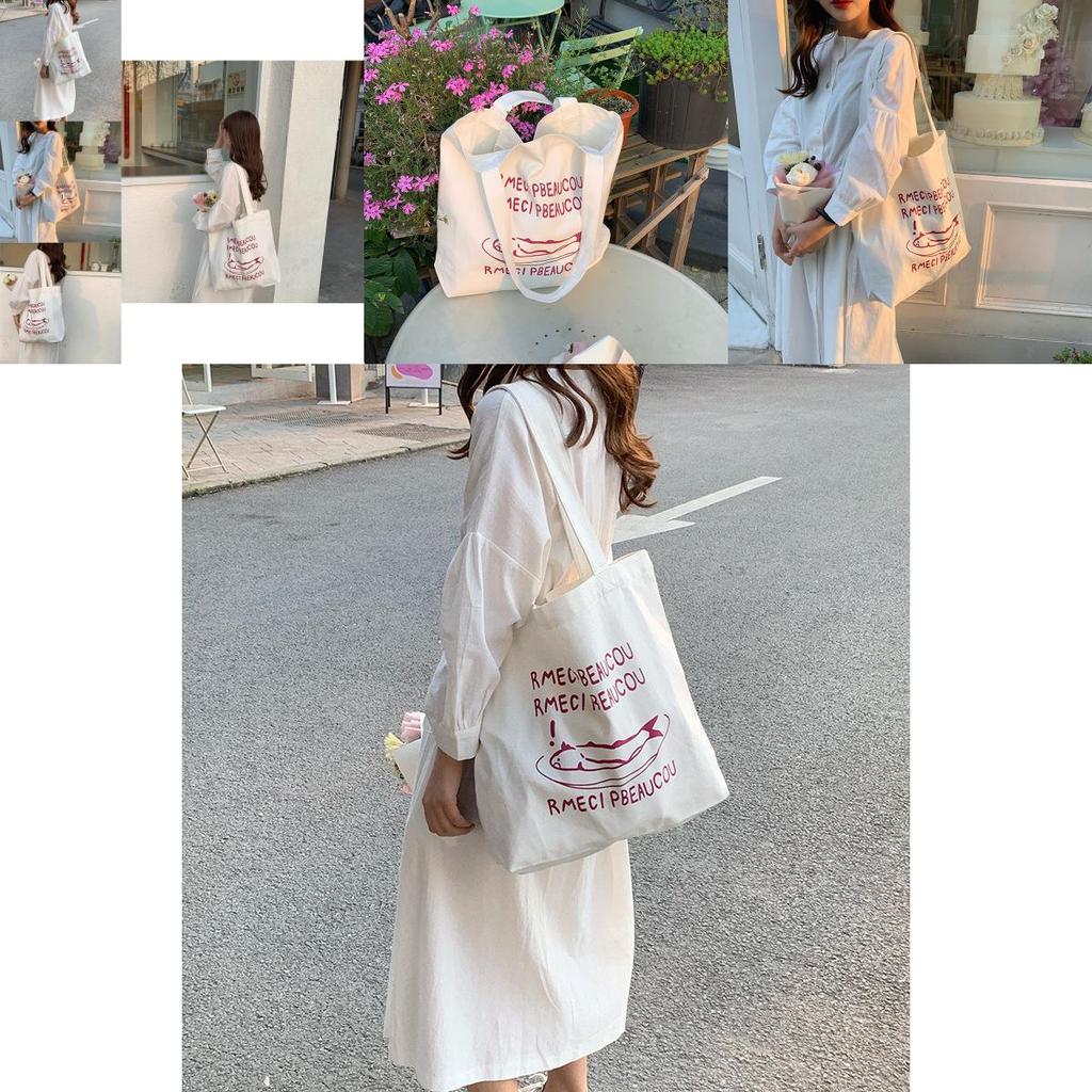 Stylish Korean Canvas Tote Bag Casual Shoulder Bag For Female Students
