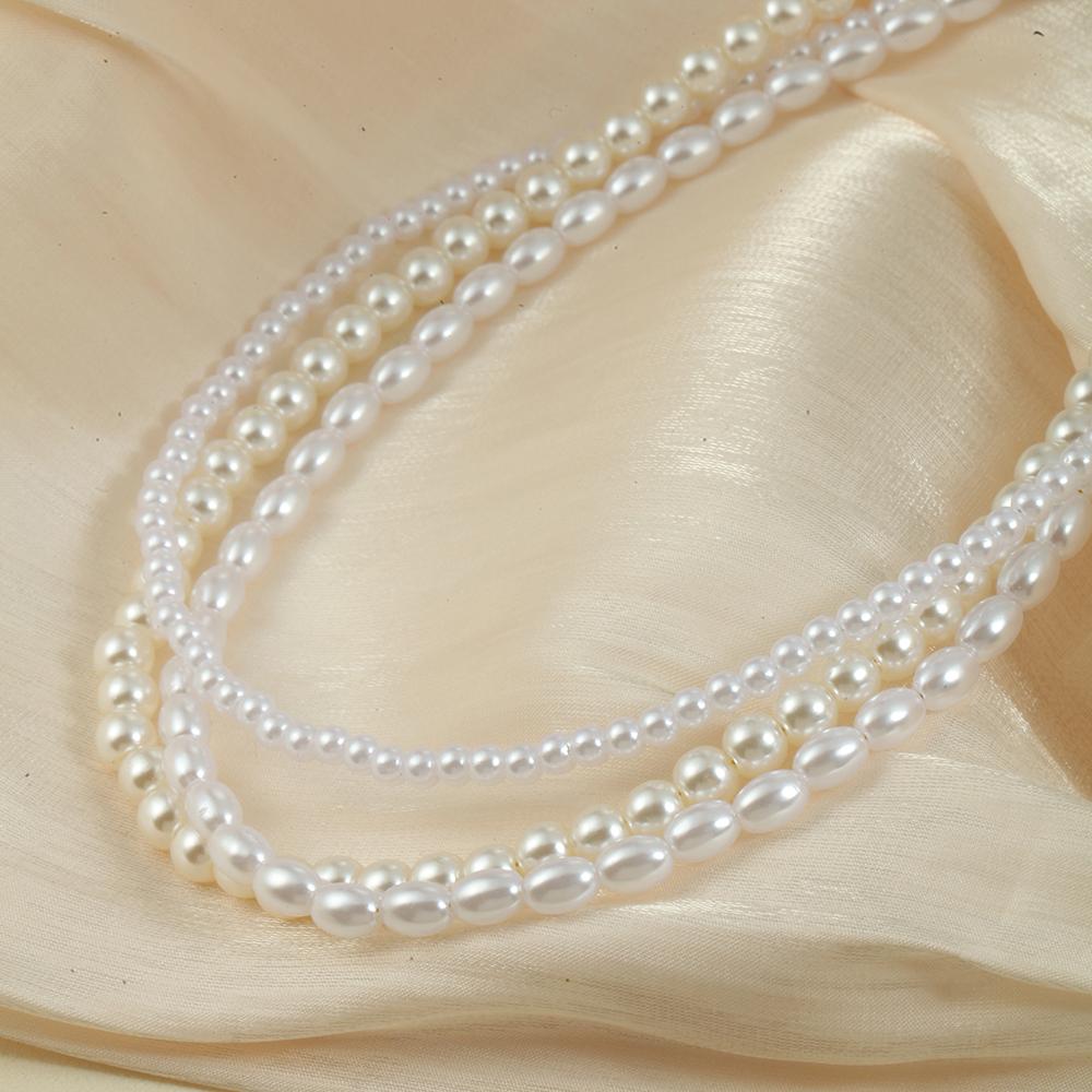 Women's Luxury Imitation Pearl Necklace Stainless Steel Golden Spring Buckle Chain Choker Neck Women's Zircon Birthday Gifts