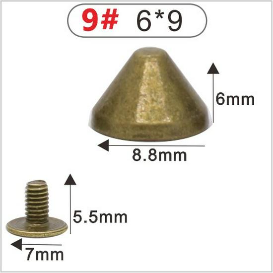 Punk Spike Alloy Bullet Rivet Horn Cone with Base Screw for Apparel, Bags, Shoes
