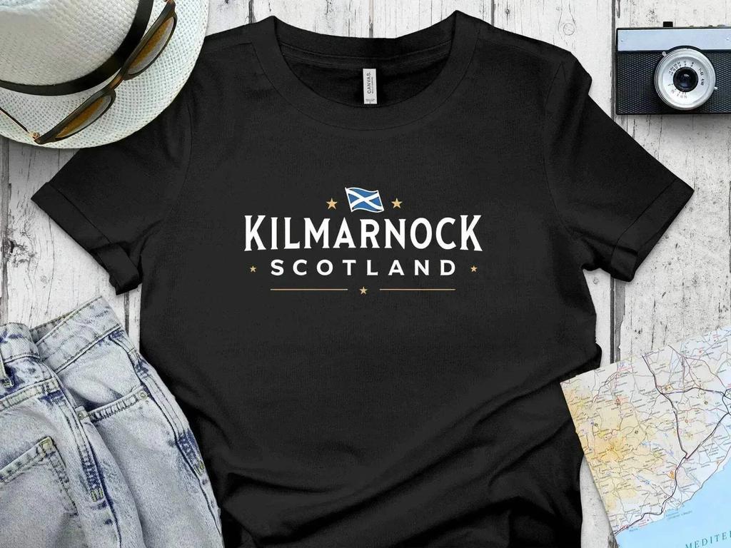 Kilmarnock Scotland Flag Stars Graphic Design T-Shirt