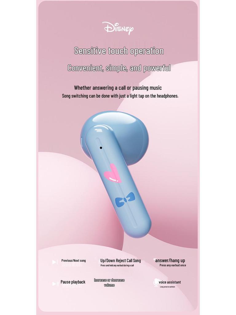 Disney H19 Wireless Bluetooth Earphones - Cute Cartoon Design, Semi-In-Ear, Long Battery Life (2025 Model)