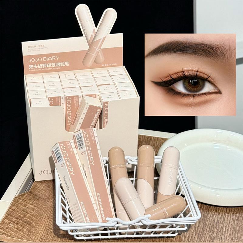 Double Head Rotating Stamp Eyeliner Long Lasting Non Smudge Easy To Color