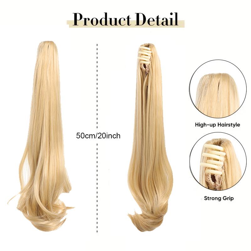 Big Grip Clip Slightly Curled Ponytail Synthetic Wig Ponytail Wig for Women Easy To Wear for Daily Gatherings with Just One Clip