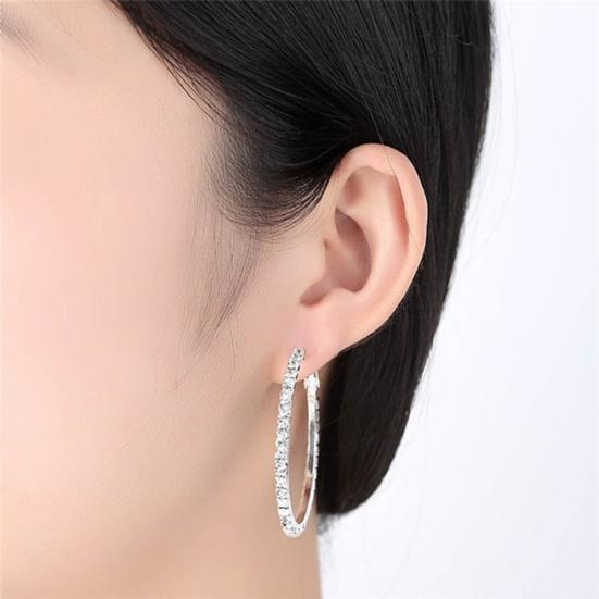 Elegant Big Circle Round Hoop Earrings Women Rhinestone Inlaid Wedding Jewelry