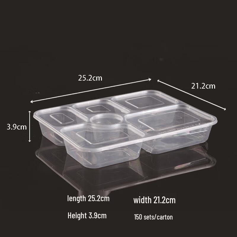 Rectangular Six-Compartment PP Disposable Bento Box