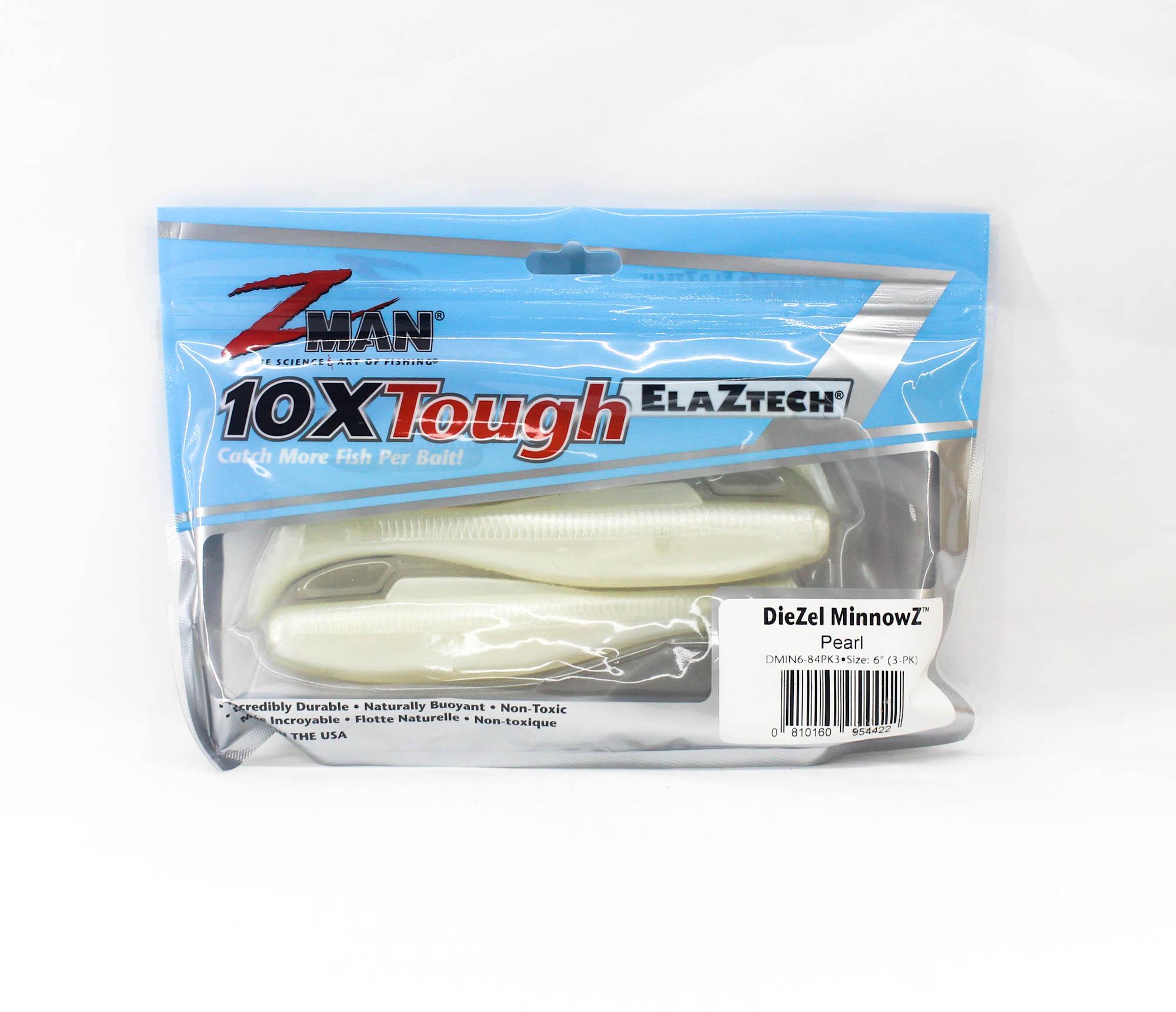 Zman Soft Lure Diezel MinnowZ 6 Inch 3/Pack Pearl (4422)