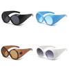 Stylish European American Big Frame Catwalk Sunglasses 2023 New Retro Elliptical Shades Ins Streetwear Black Lens Red Frame