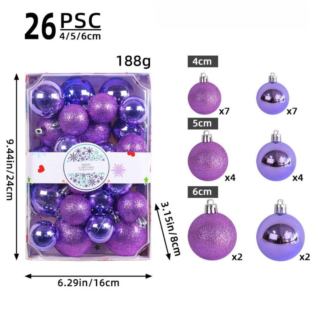 26Pcs Plastic Christmas Hanging Ball Merry Christmas Tree Decor Hotel Office Decor