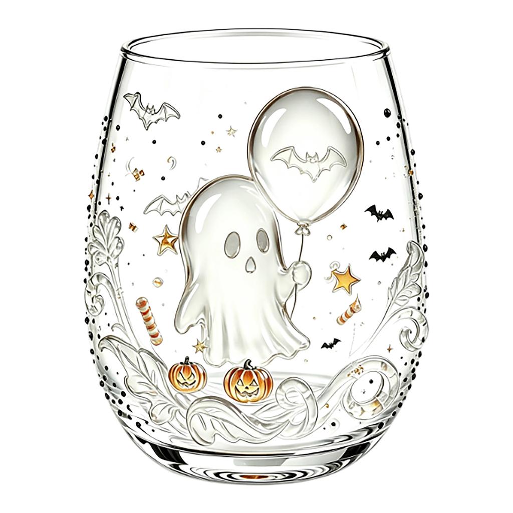 Halloween 3D Glass Cup with Embossed Design Tumbler for Holiday Party and Gifts