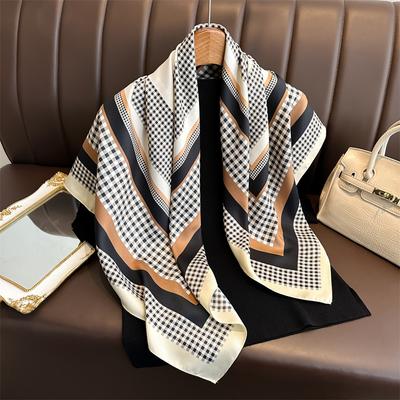 90 * 90 cm Neue Twill-Seide Einfacher Sonnenschutz Warmer großer quadratischer Schal Schal Kopftuch für Frauen
