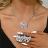 New Butterfly Knot Korean Edition Women's Elegant Versatile Flower Craftsmanship Exquisite Necklace Earring Set