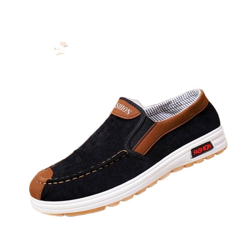 2025 spring new men's round head canvas shoes breathable light walking shoes low-top foot cover four seasons