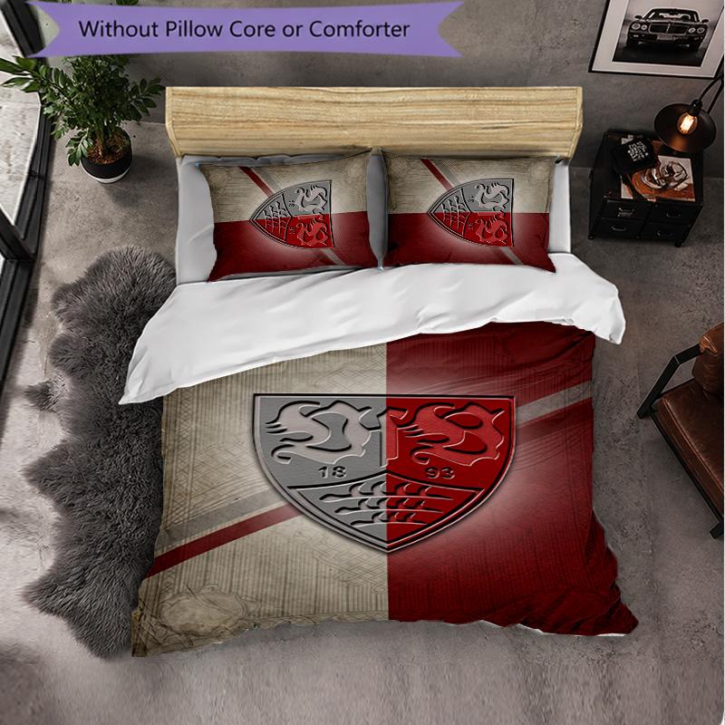 Biancheria da letto a tema VfB Stuttgart Set 3 Pezzi Copripiumino Biancheria da letto Decorativa per Camera Adolescenti Decorazione Casa