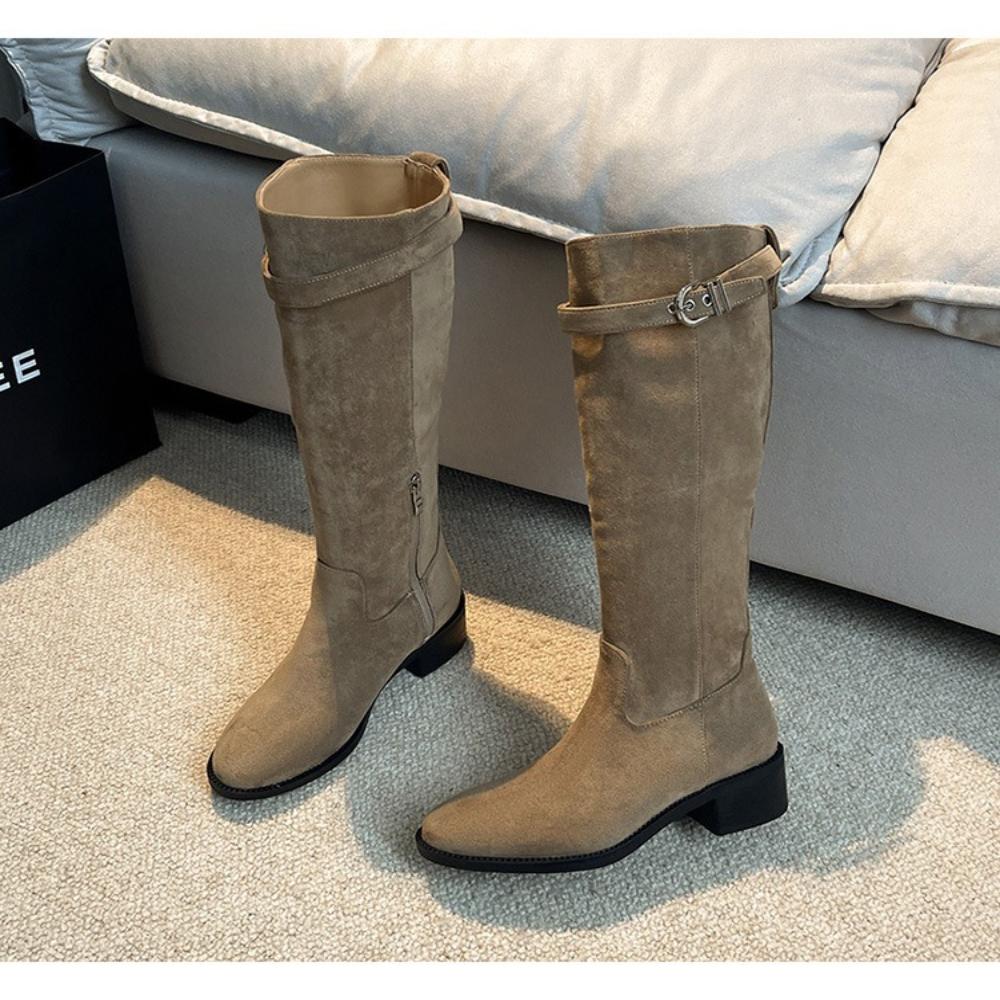 Ladies Autumn and Winter Retro Suede Thick Heel Mirad High Boots Versatile and Slimming Knight Boots Not Over The Knee Long Boots for Women 35 5598₽