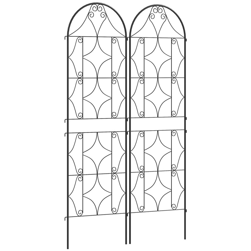 Set of 2 Garden Trellis Climbing Plant Supports, Metal, 50 X 180 Cm, Black