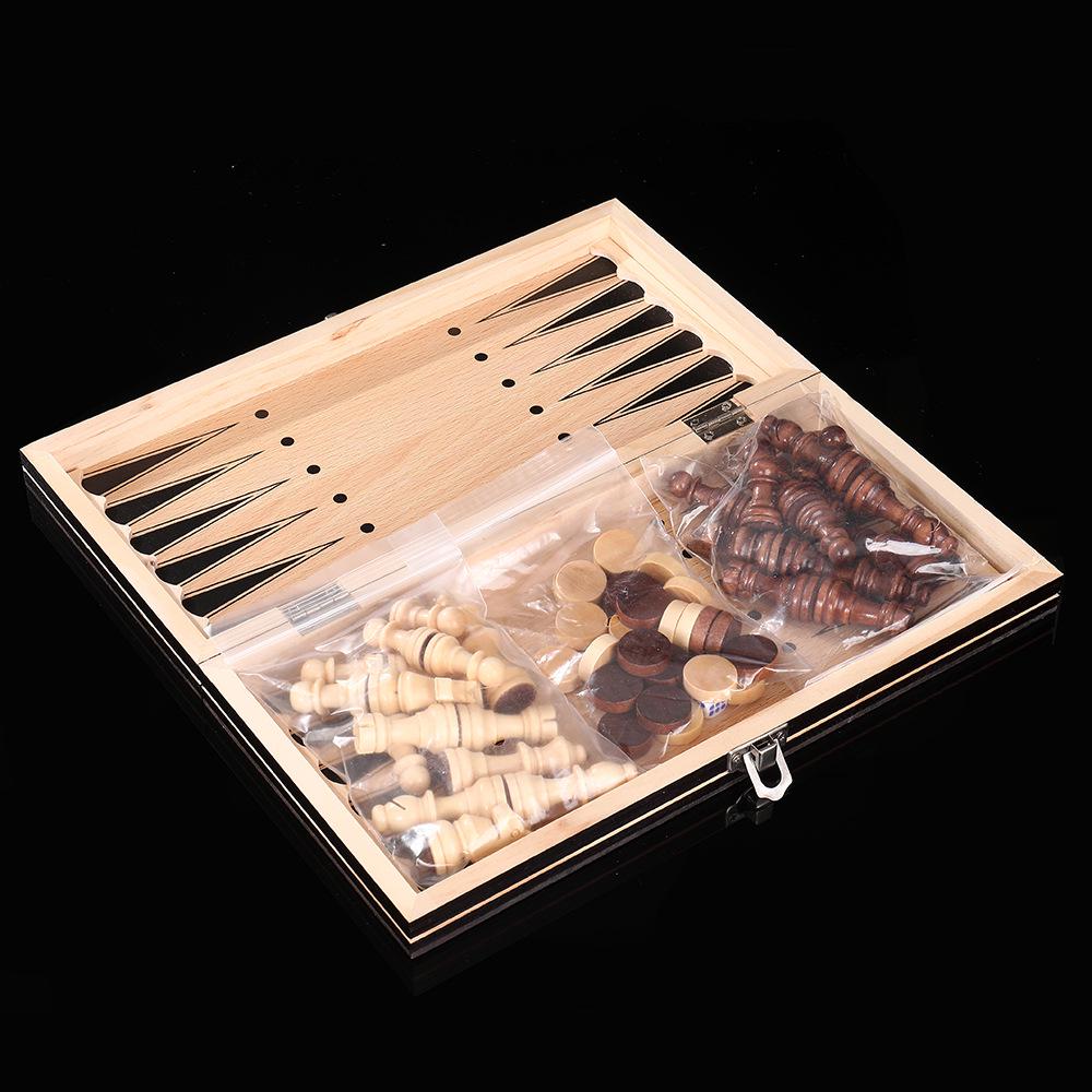 Wooden Magnetic 3-in-1 Chess Set: Portable, Foldable, Educational, Competitive Game