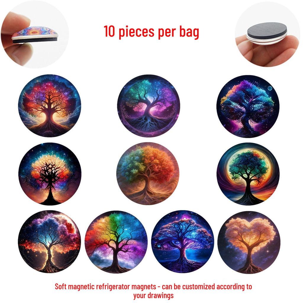 Dreamy Starry Sky Tree of Life Crystal Glass Refrigerator Magnet