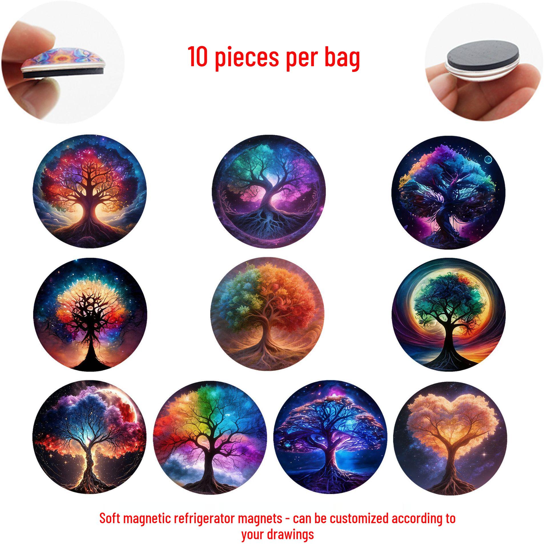 

Dreamy Starry Sky Tree of Life Crystal Glass Refrigerator Magnet 25 mm Refrigerator Magnets Set of 10 (FDL512)