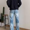 High Street Denim Pants For Men, Retro Distressed, Loose Straight Leg Pants, Wide Leg Sports Pants, Trendy