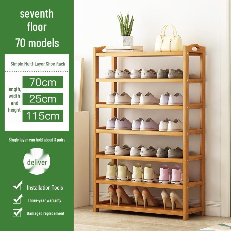 Camphor Bamboo Multi-layer Shoe Rack - Space-saving Floor Storage Cabinet for Dormitory Entrance