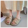 Summer new 2025 thick bottom heightening versatile beach sandals original retro open-toed beach non-slip one-word slippers