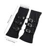 Women Half Finger Metal Buckle Belt Rivet Punk Hip Hop Party Cosplay Dance Mitten Black Fingerless Milk Silk Glove Cuff R46