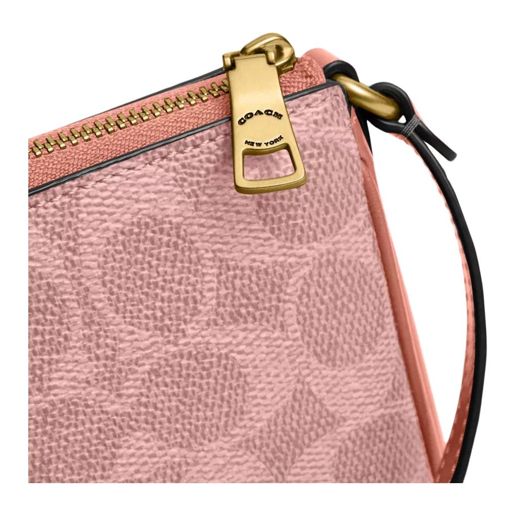Coach Plaza Print Design Gold Chain Hardware Coated Canvas And Calfskin Shoulder Bag Women shoulder bag Melon-Pink CCC42-B4YU2