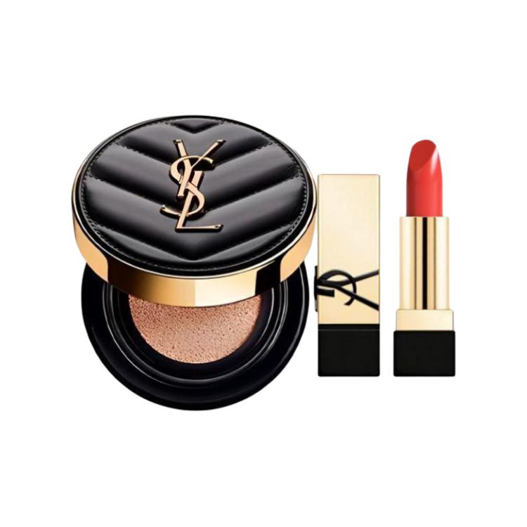 

SAINT LAURENT Black Leather Air Cushion Lipstick Sample Sets Easy to Blend 1.3g+5g Gentle