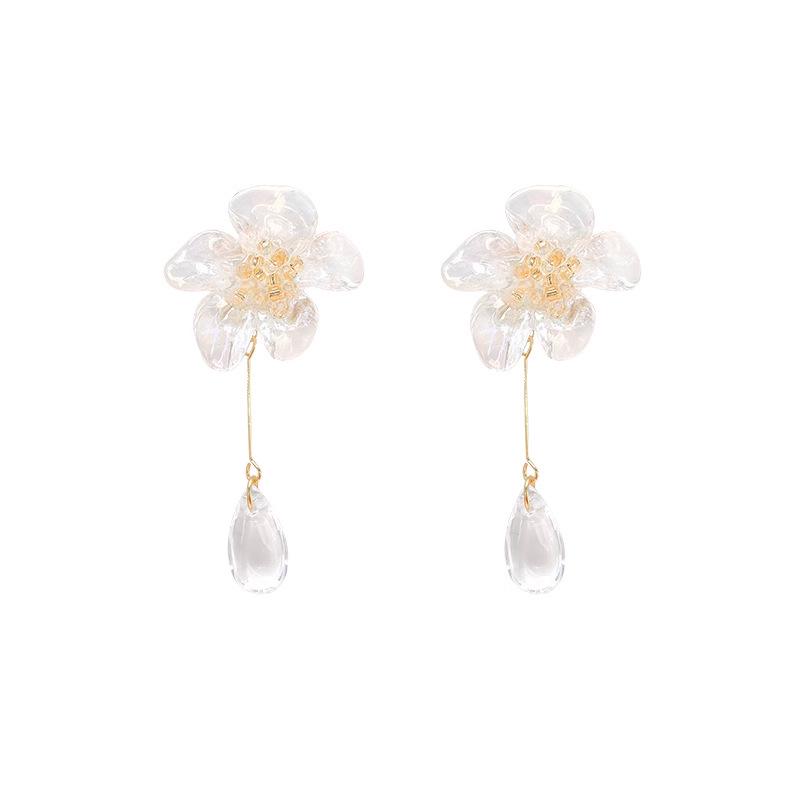 Gjennomsiktige øredobber med ferske blomster i S925 sølv: Elegant, Luksuriøst, Eksklusivt Blomsterdesign