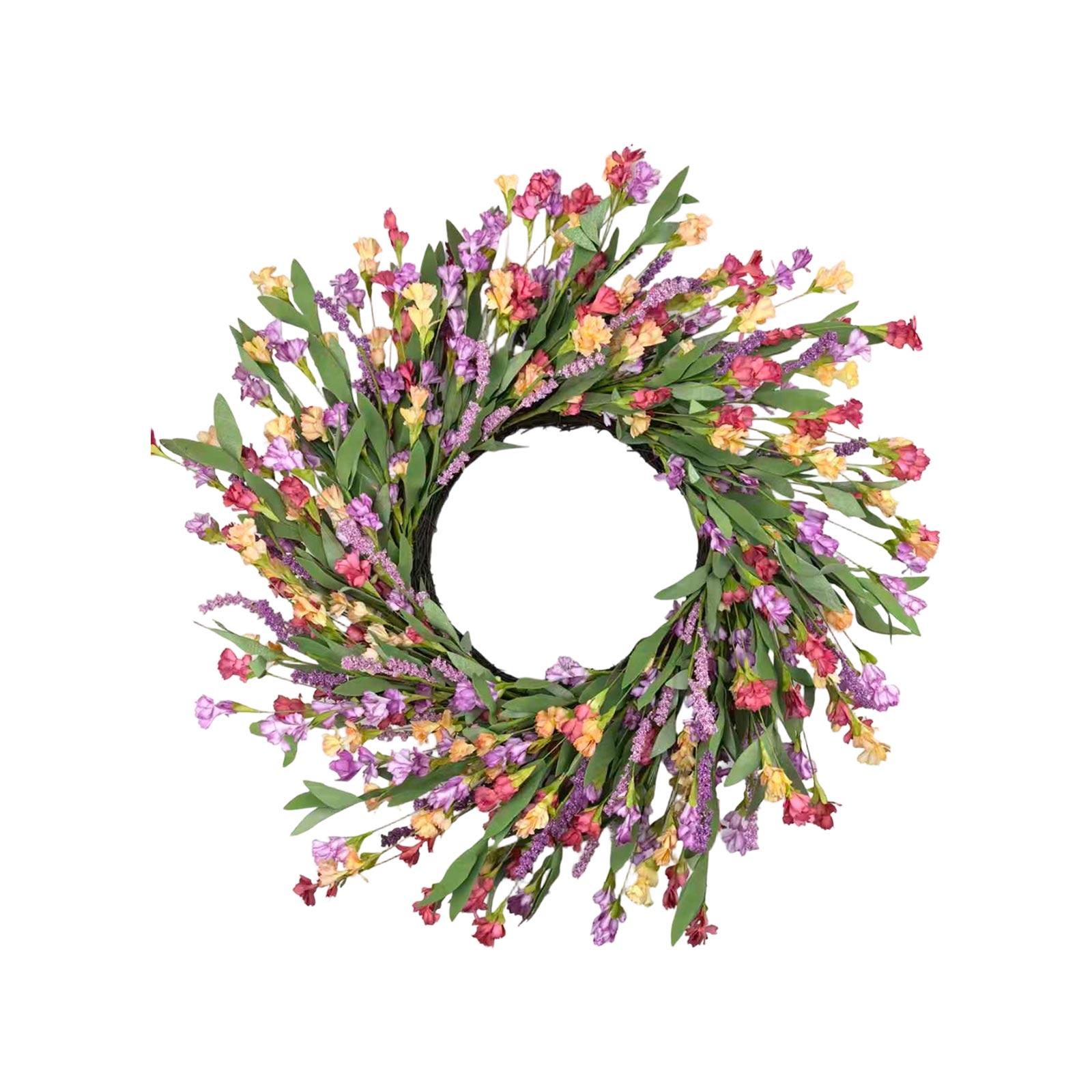 

60cm Spring Wreath, Suitable For Front Door, An Artificial Wreath That Never Fades, Decorated With Wildflowers, Perfect For Summer Decoration.
