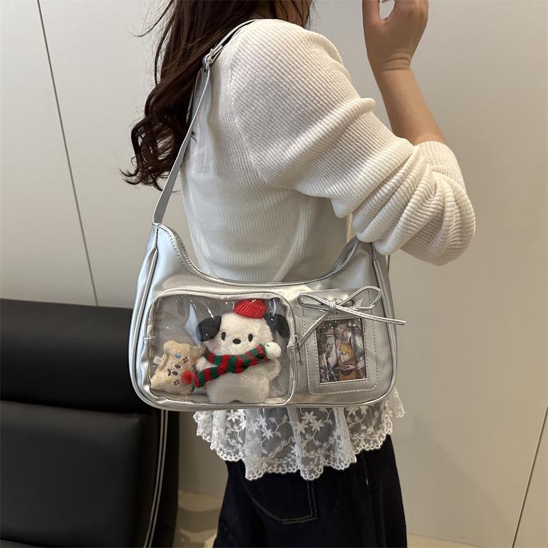 Cross-border Girls Anime Ita Bag - Large Capacity Transparent Button Shoulder Bag